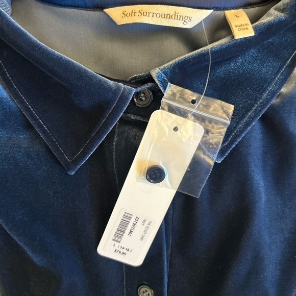 Soft Surroundings Blue 3/4 Sleeve Button Down Tunic - Picture 7 of 13